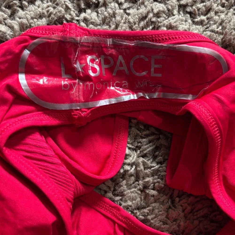 L*Space Frenchi Bitsy Cut High Waisted Ribbed Bikini Bottom Red Large NWOT